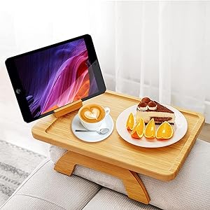 Adjustable Bamboo Sofa Arm Tray Table