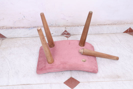 Wooden & Cushion Ship Shape Stool Stool for Living Room Soft Fabric Comfortable Cushion Ottoman Footrest Stool