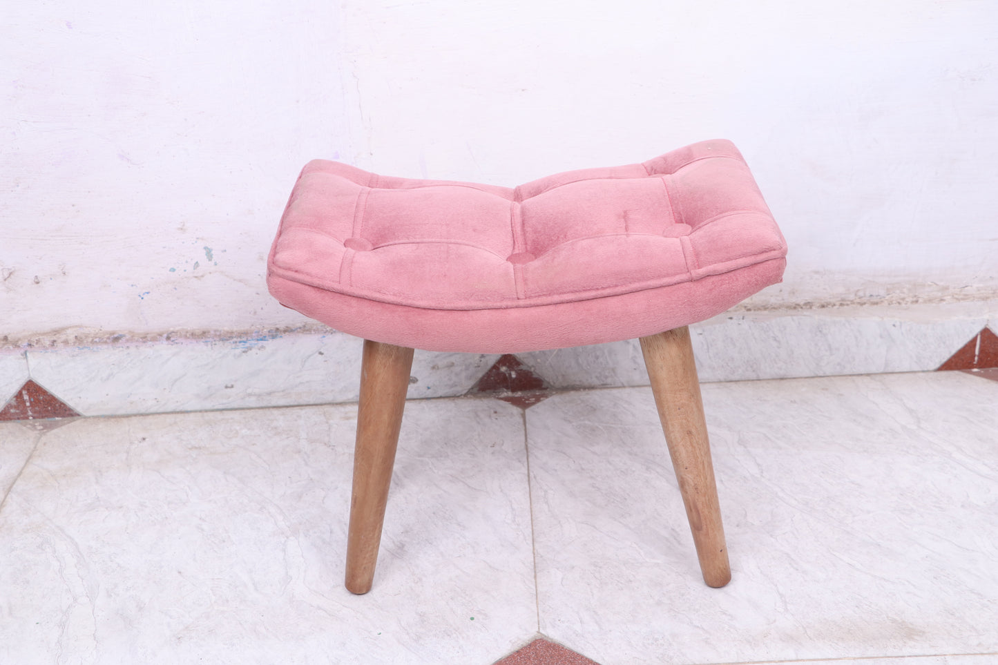 Wooden & Cushion Ship Shape Stool Stool for Living Room Soft Fabric Comfortable Cushion Ottoman Footrest Stool