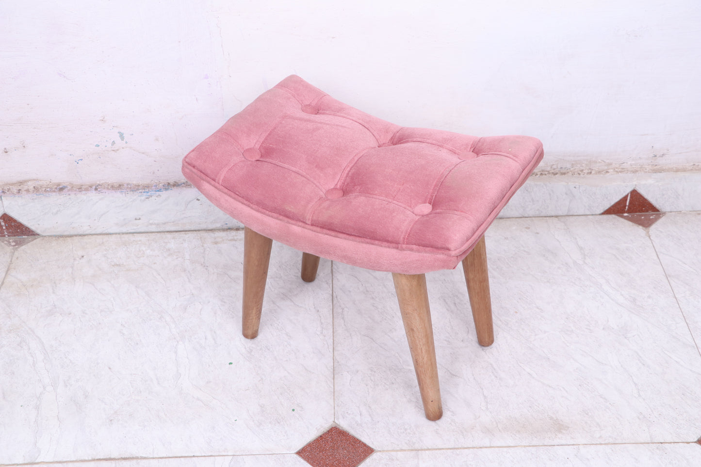 Wooden & Cushion Ship Shape Stool Stool for Living Room Soft Fabric Comfortable Cushion Ottoman Footrest Stool