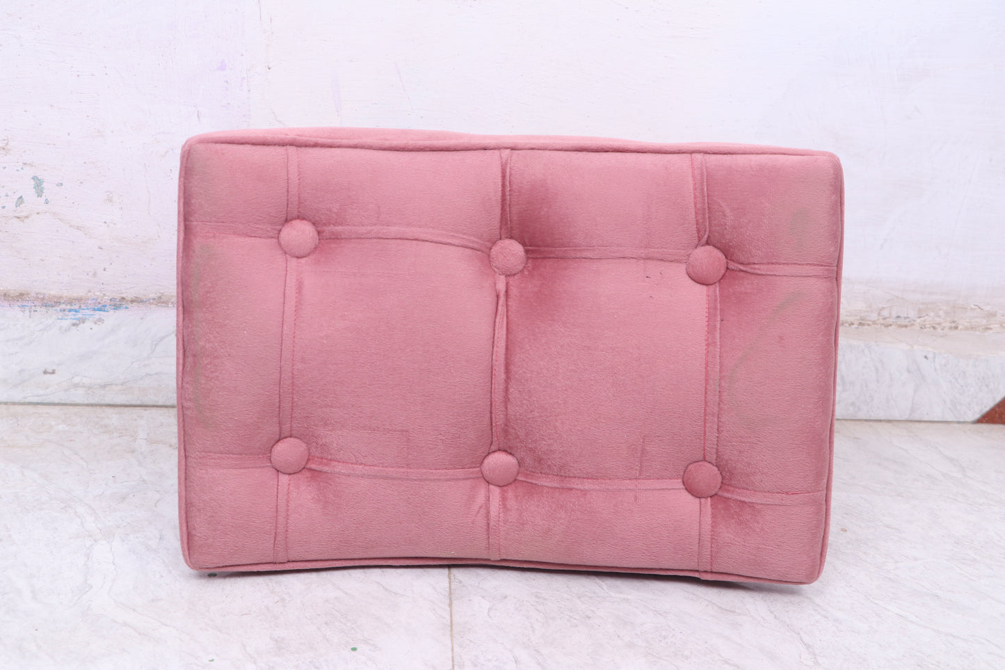Wooden & Cushion Ship Shape Stool Stool for Living Room Soft Fabric Comfortable Cushion Ottoman Footrest Stool