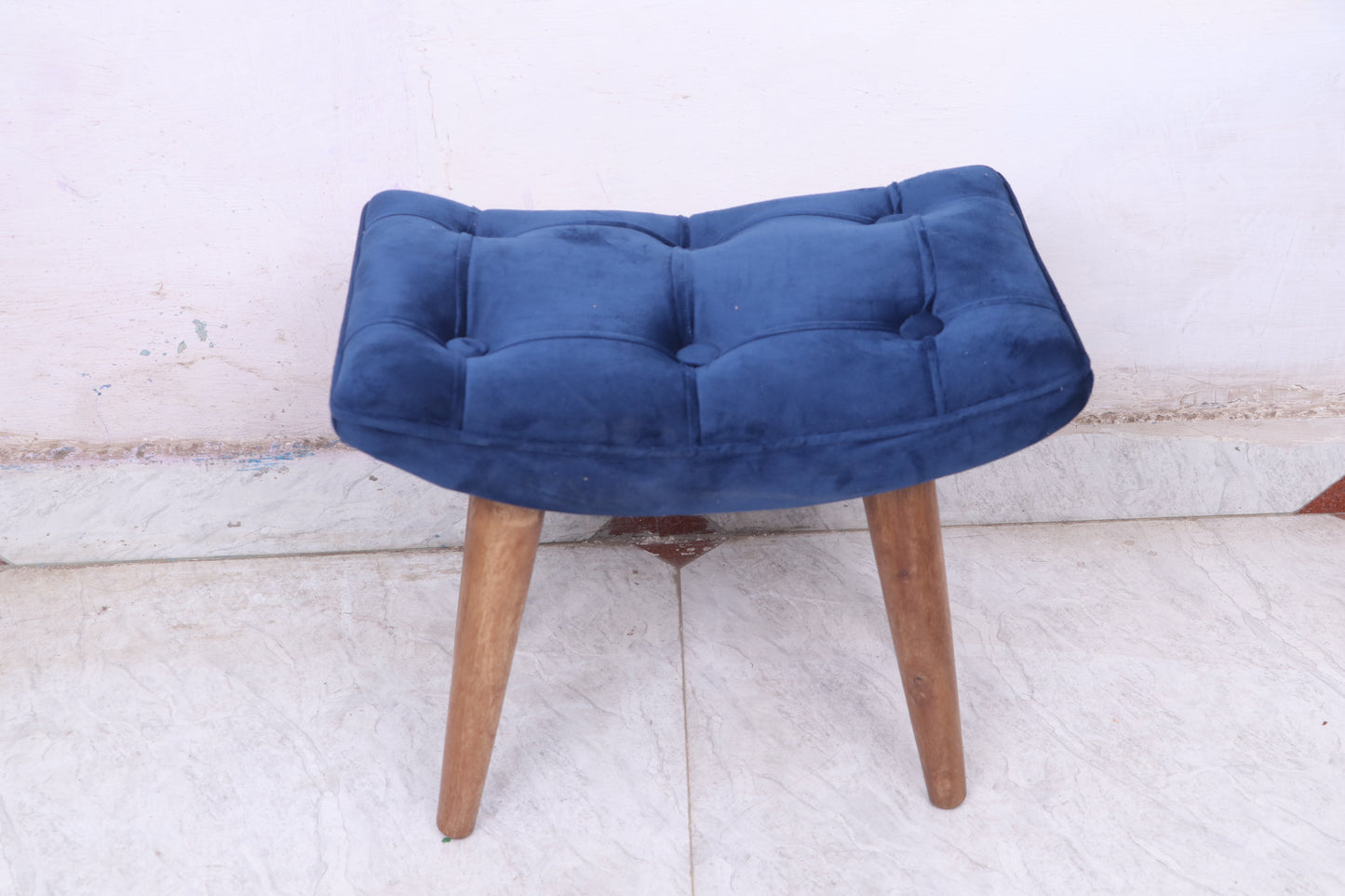 Wooden & Cushion Ship Shape Stool Stool for Living Room Soft Fabric Comfortable Cushion Ottoman Footrest Stool