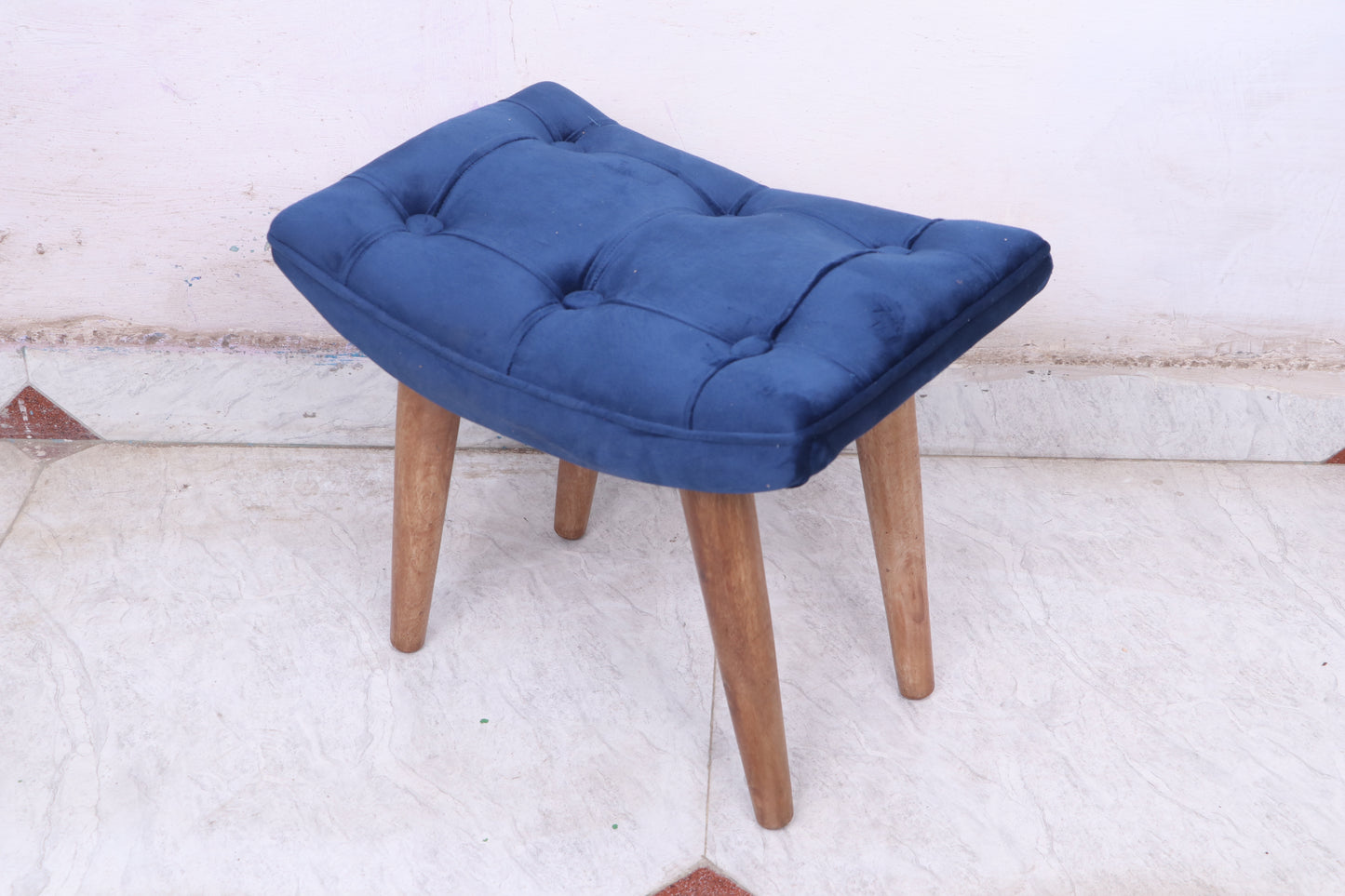 Wooden & Cushion Ship Shape Stool Stool for Living Room Soft Fabric Comfortable Cushion Ottoman Footrest Stool