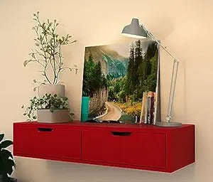 Wooden Wall Mounted L x W x H = 20" x 8" x 4" Floating Wall Hanigng Shelves for 2 Sliding Drawer Include Wall Shelf for Living Room | Bed Room.