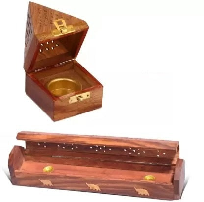 Wooden Pyramid Shape Incense Box Hoder Stand | Wooden Agarbatti Stand with ash Catcher for Home Office | Incense Sticks Holder