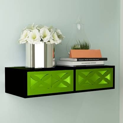 Wooden Wall Mounted L x W x H = 20" x 8" x 4" Floating Wall Hanigng Shelves for 2 Sliding Drawer Include Wall Shelf for Living Room | Bed Room.