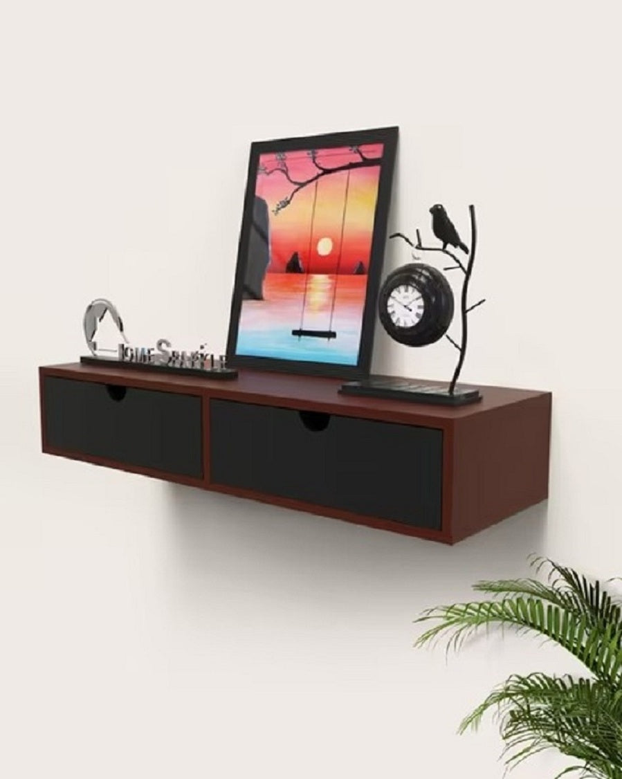 Wooden Wall Mounted L x W x H = 20" x 8" x 4" Floating Wall Hanigng Shelves for 2 Sliding Drawer Include Wall Shelf for Living Room | Bed Room.