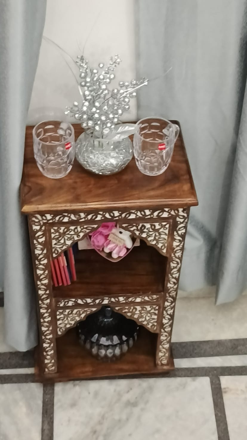 Wooden Side Table For Indian Handmade Carving Bed side Sofa Side Table Coffee Table Hom decoration 2 tierd Side table