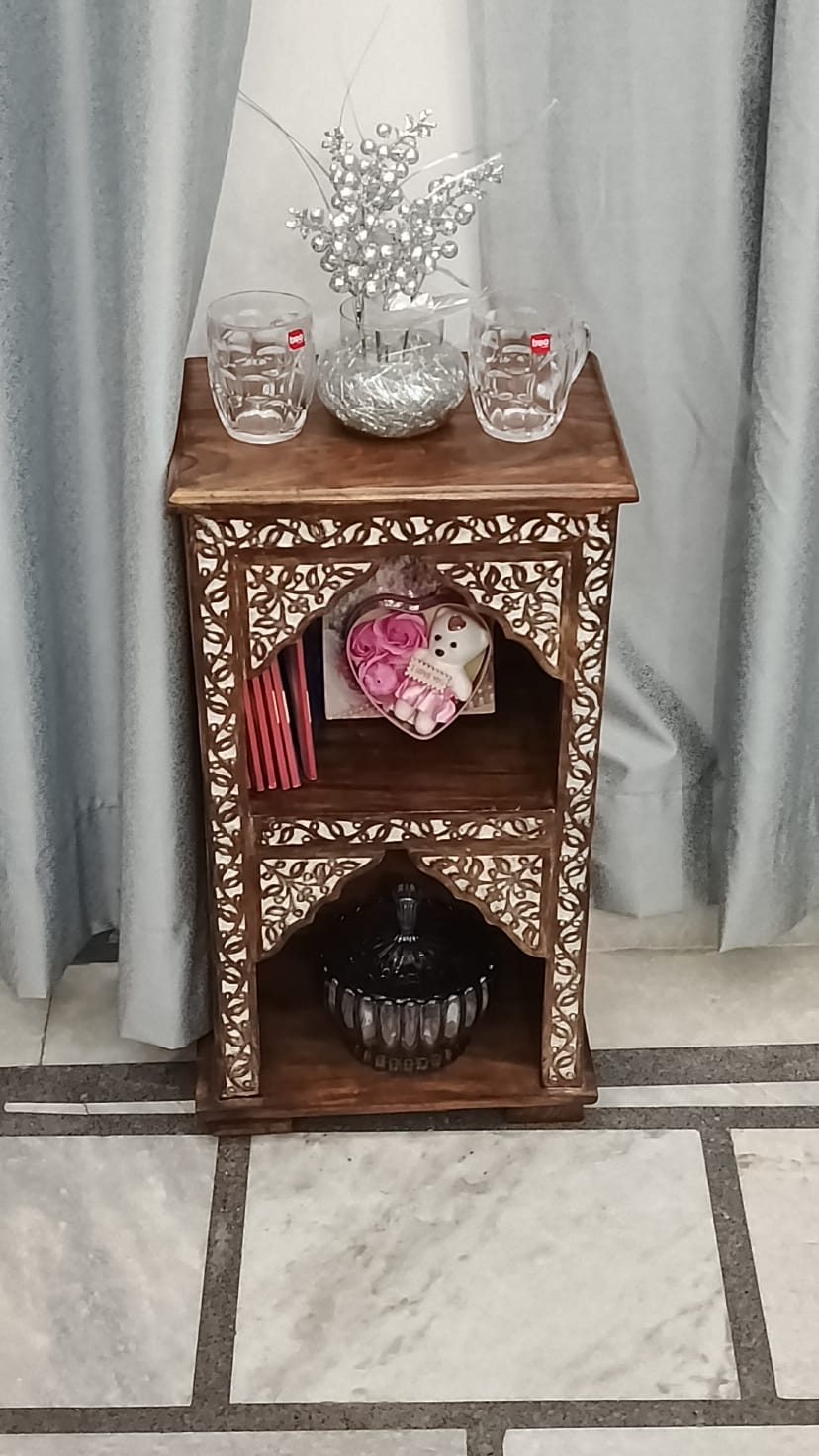 Wooden Side Table For Indian Handmade Carving Bed side Sofa Side Table Coffee Table Hom decoration 2 tierd Side table