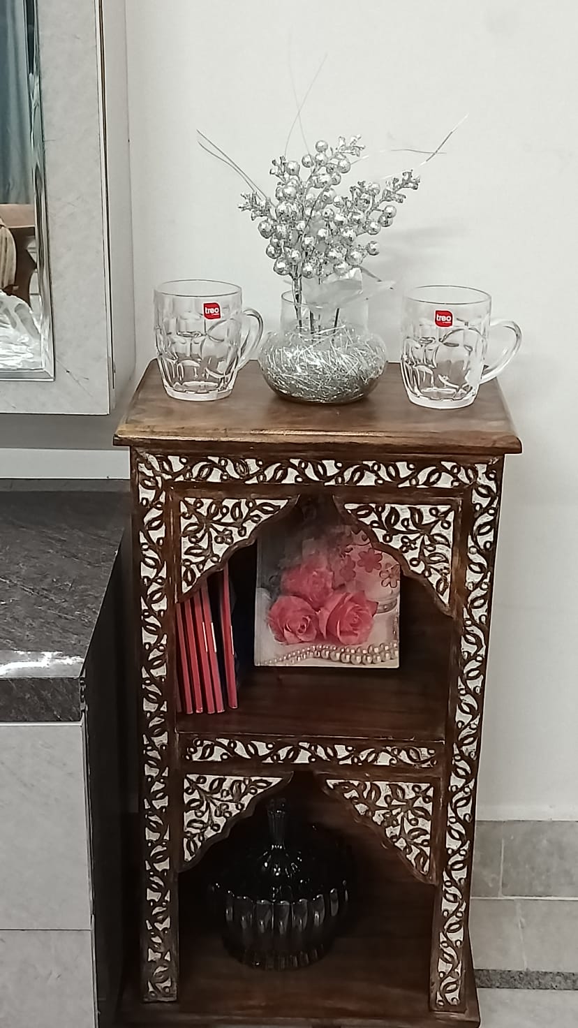 Wooden Side Table For Indian Handmade Carving Bed side Sofa Side Table Coffee Table Hom decoration 2 tierd Side table