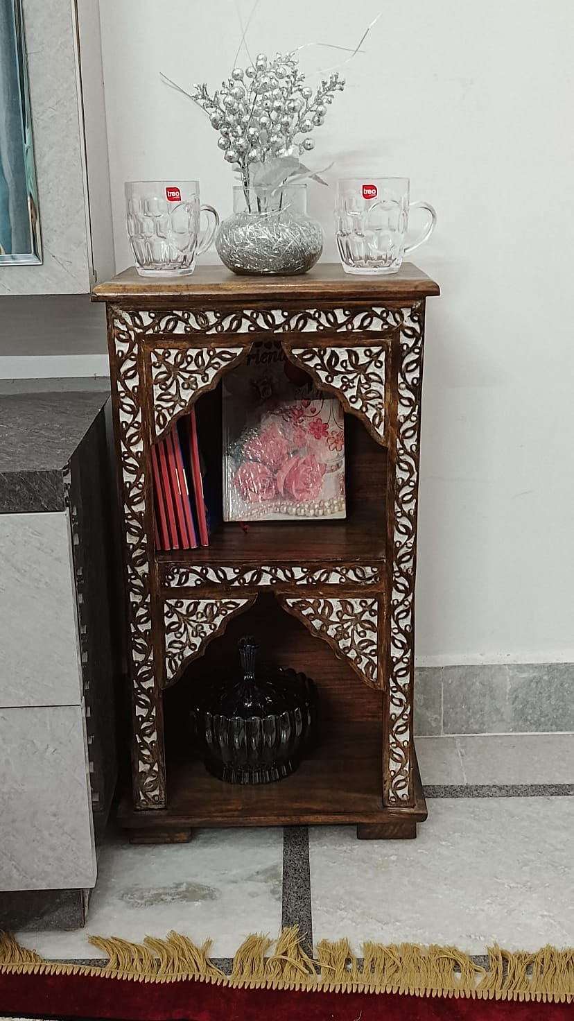 Wooden Side Table For Indian Handmade Carving Bed side Sofa Side Table Coffee Table Hom decoration 2 tierd Side table
