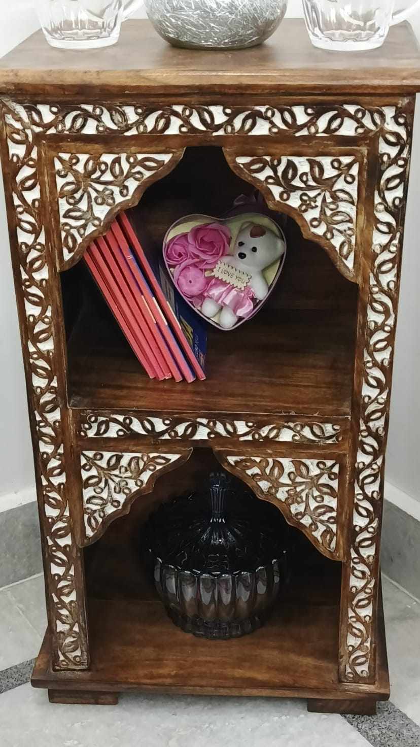 Wooden Side Table For Indian Handmade Carving Bed side Sofa Side Table Coffee Table Hom decoration 2 tierd Side table
