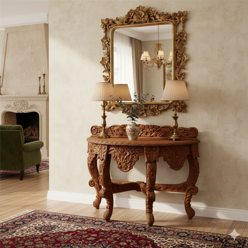 Wooden Handcraved Console Table