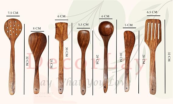 Wooden Spoon Set For Cooking Includes Frying Serving Spatula Chapati Dessert Rice Spoons Wooden For Nonstick Cookware Kitchen Utensils And Cooking Spoon Set Of 7